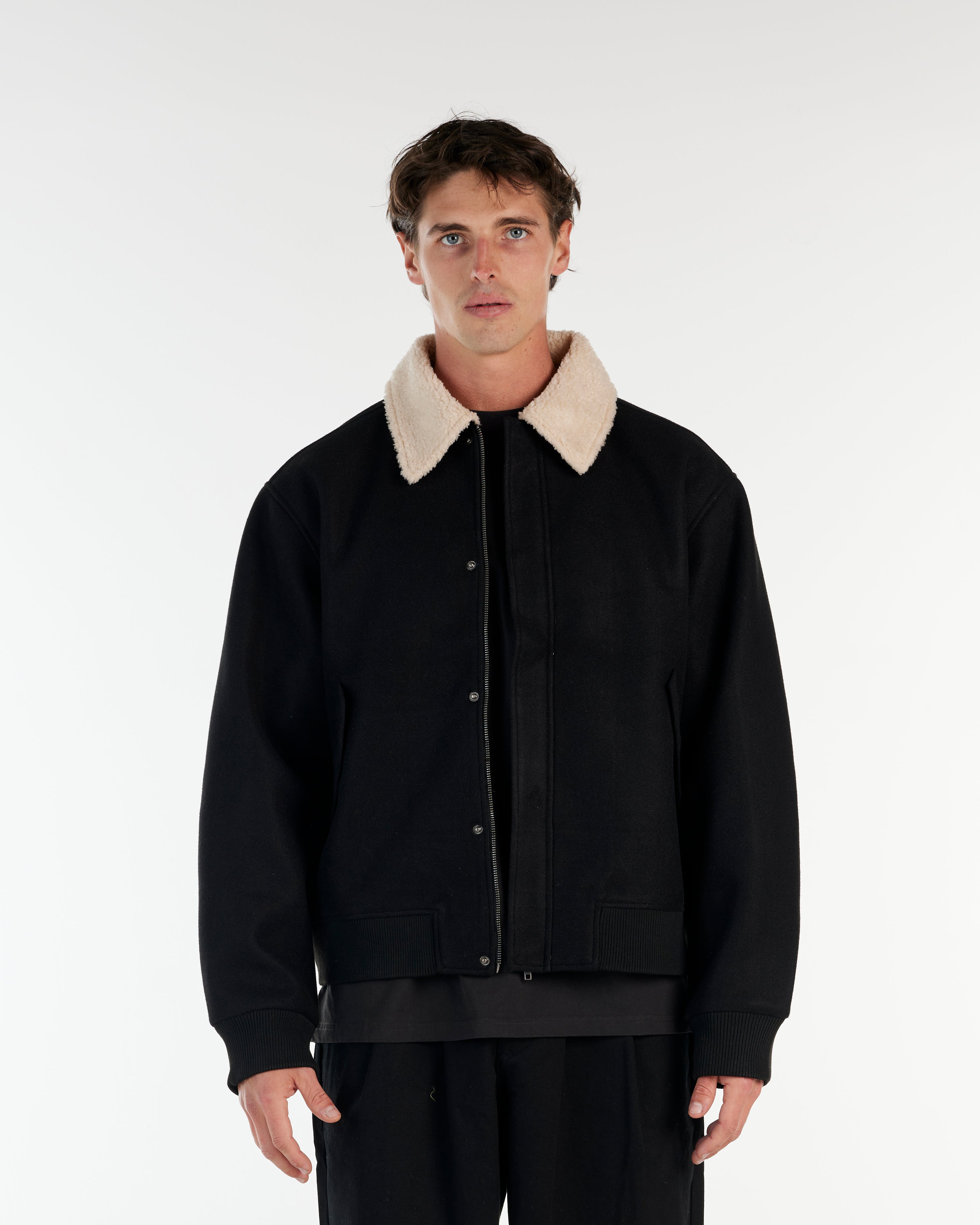 ジャケット・アウター Volume Collar Blouson agawd Men's Mink Bomber Jacket With Fox Collar [Whiskey/Brown