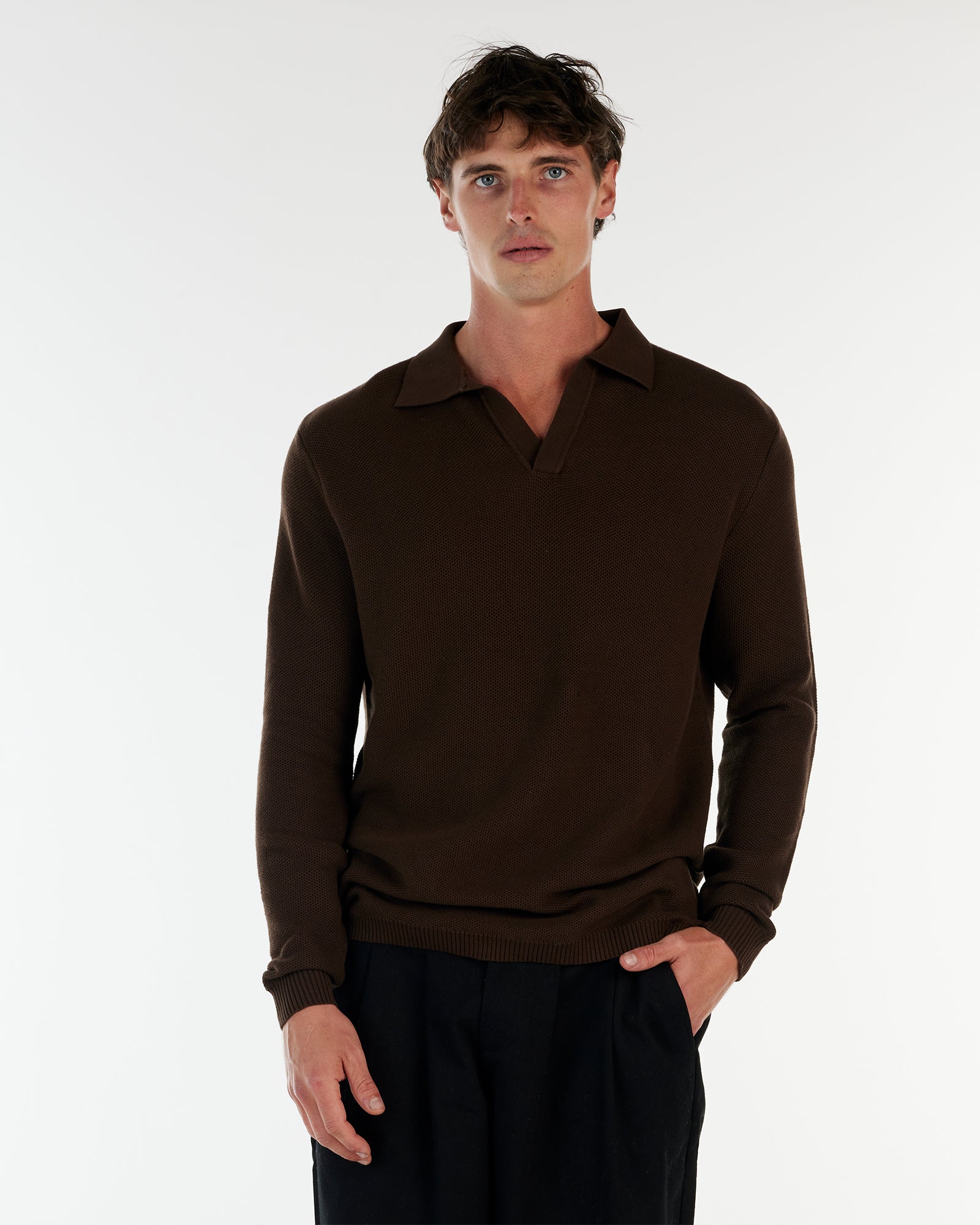 ST TROPEZ LS KNIT SHIRT